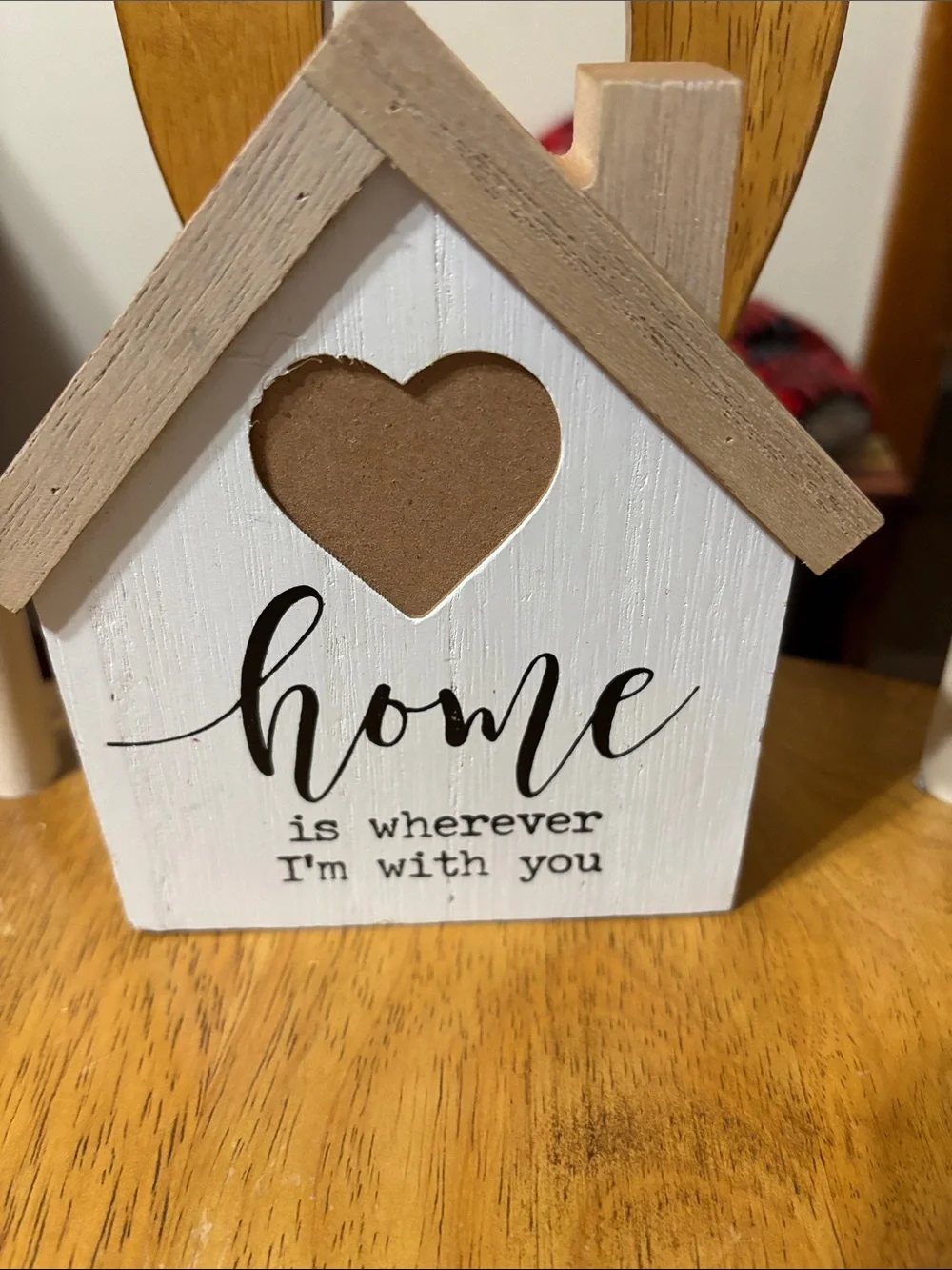 Hobby Lobby White & Natural Wooden Heart House Sign